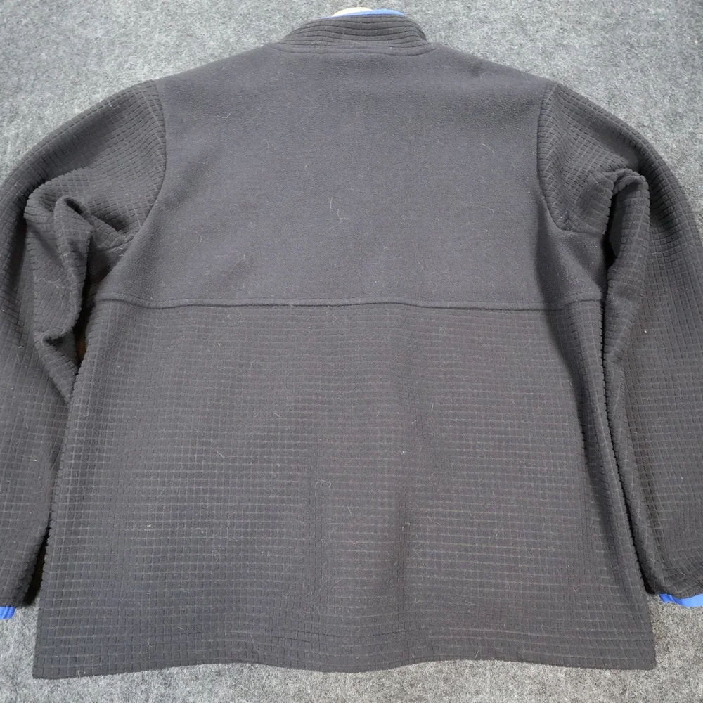 Lands' End Fleece‎ Jacket Mens Large Black Excellent Grid Texture Full Zip